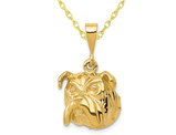 14K Yellow Gold Polished Bulldog Pendant Necklace with Chain